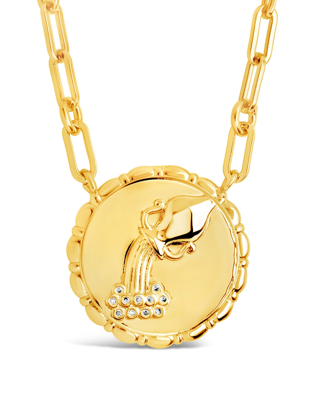 Bold Link Zodiac Necklace Necklace Sterling Forever Gold Aquarius (Jan 20 - Feb 18) 