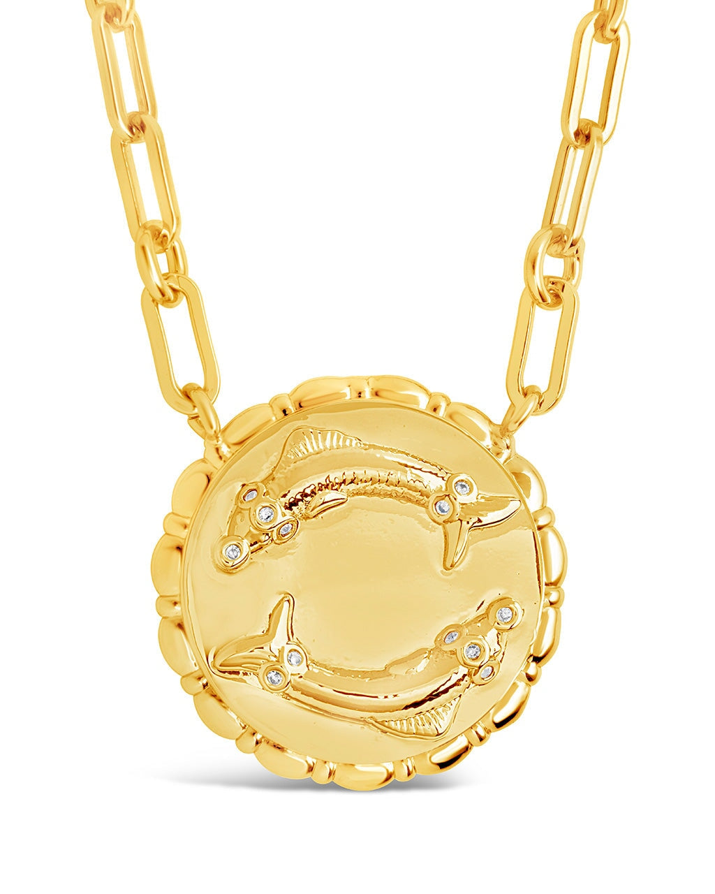 Bold Link Zodiac Necklace Necklace Sterling Forever Gold Pisces (Feb 19 - Mar 20) 