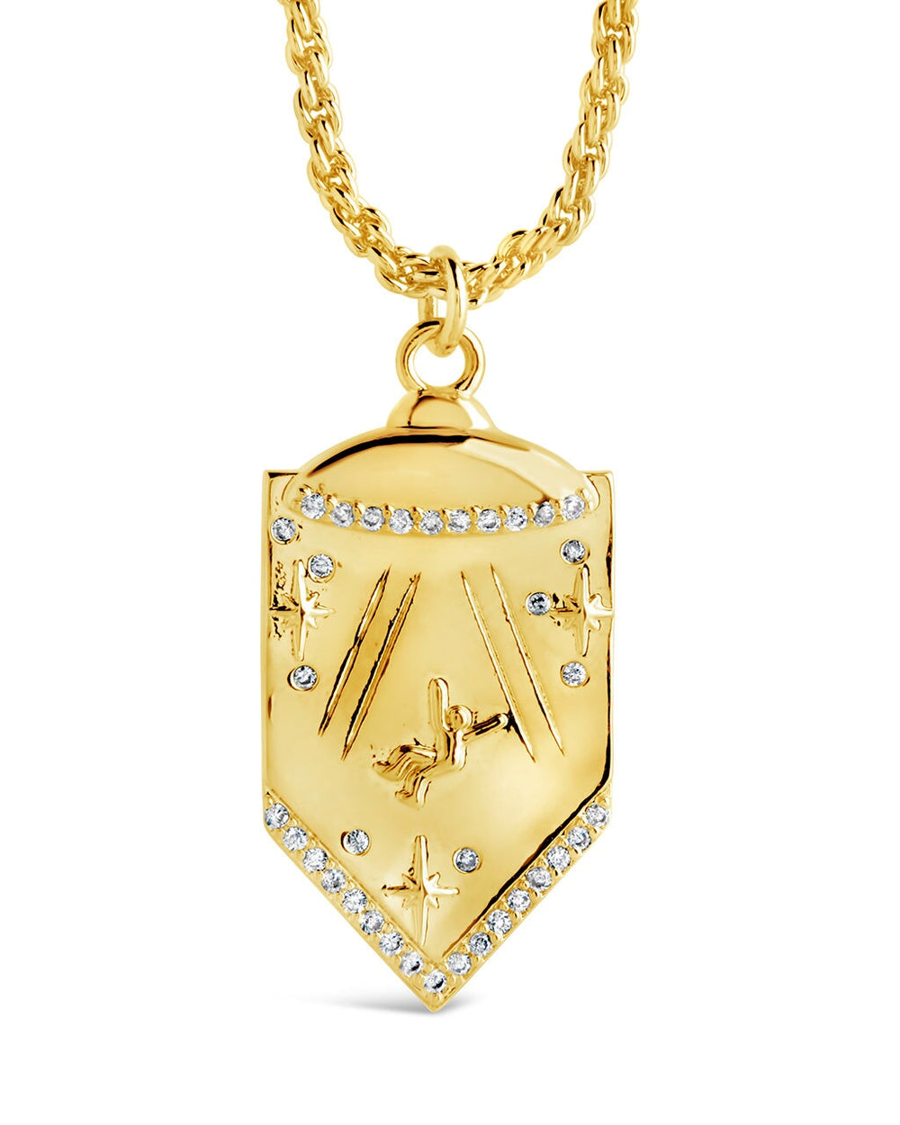 Beam Me Up CZ Pendant Necklace Necklace Sterling Forever Gold