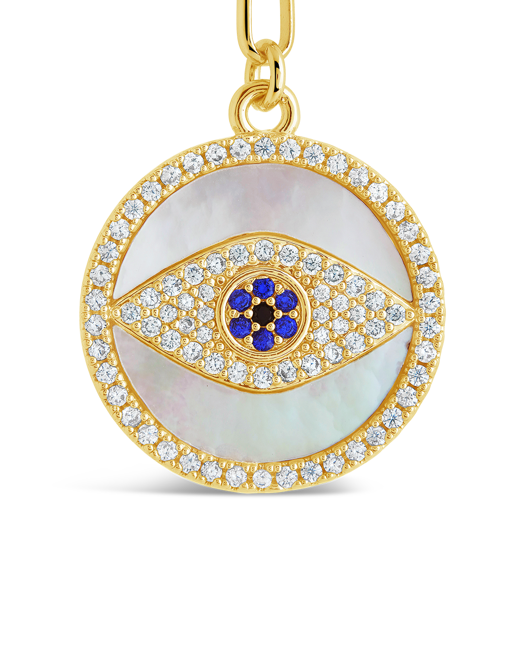 CZ & Mother of Pearl Evil Eye Pendant Necklace – Sterling CZ & Mother of Pearl Evil Eye Pendant Necklace – Sterling