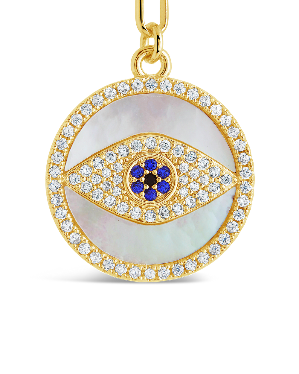CZ & Mother of Pearl Evil Eye Pendant Necklace