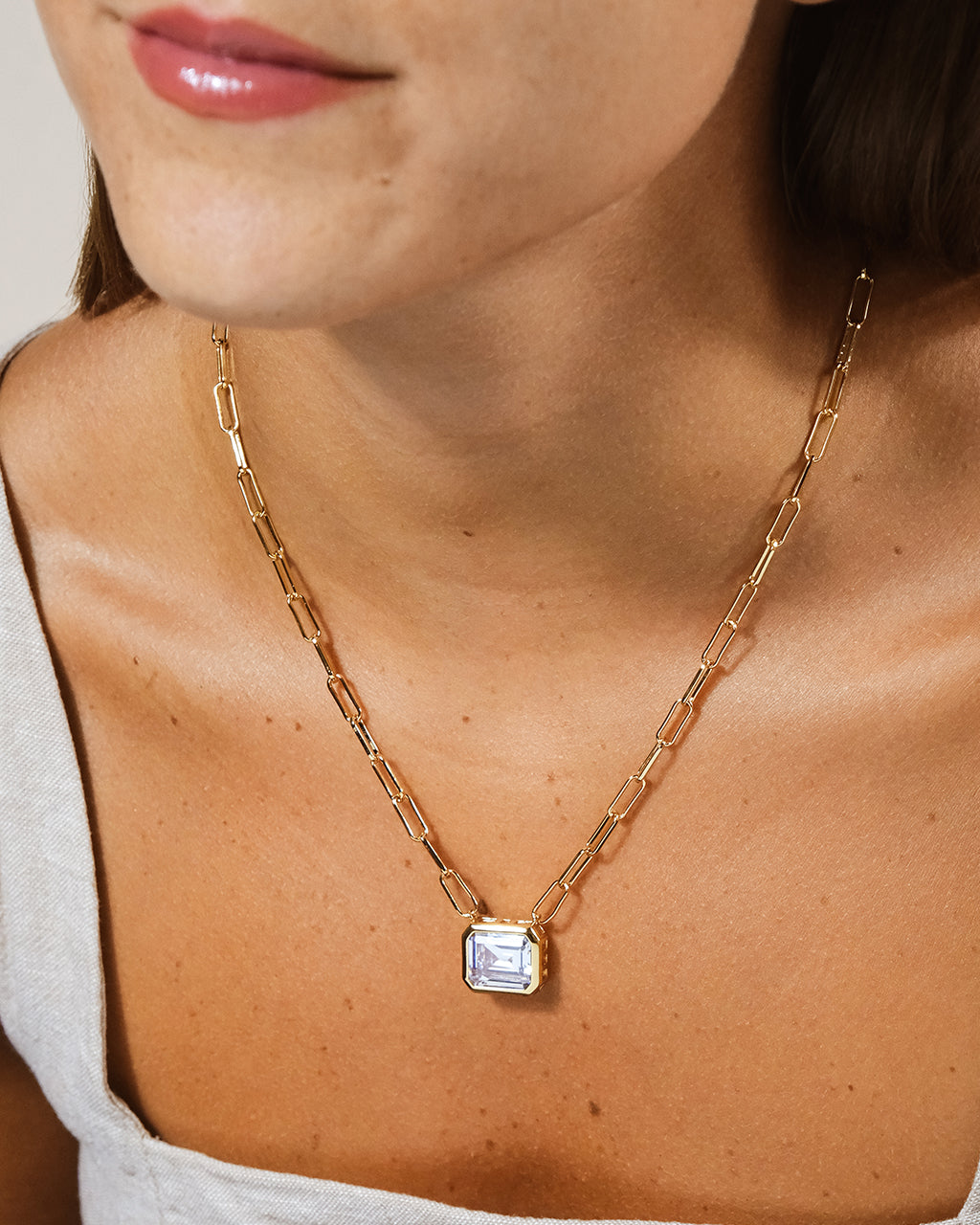 Camille Bezel CZ Statement Necklace