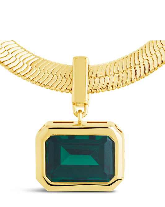 Calder CZ & Herringbone Pendant Necklace