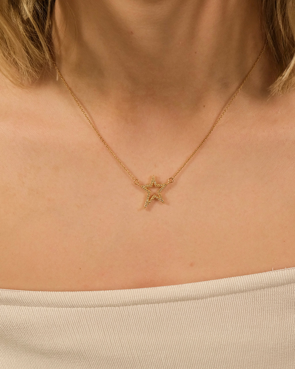 Sterling Silver CZ Star Necklace