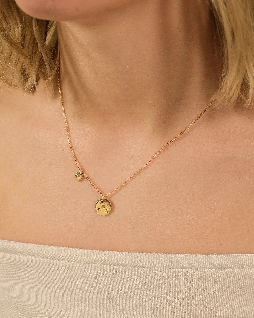 Sterling Silver Northern Star Disk & Burst Necklace