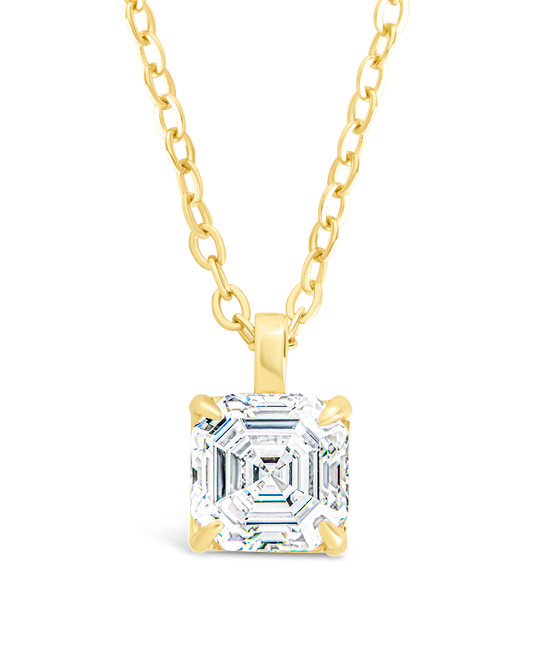 Sterling Silver Asscher Prong Set Pendant
