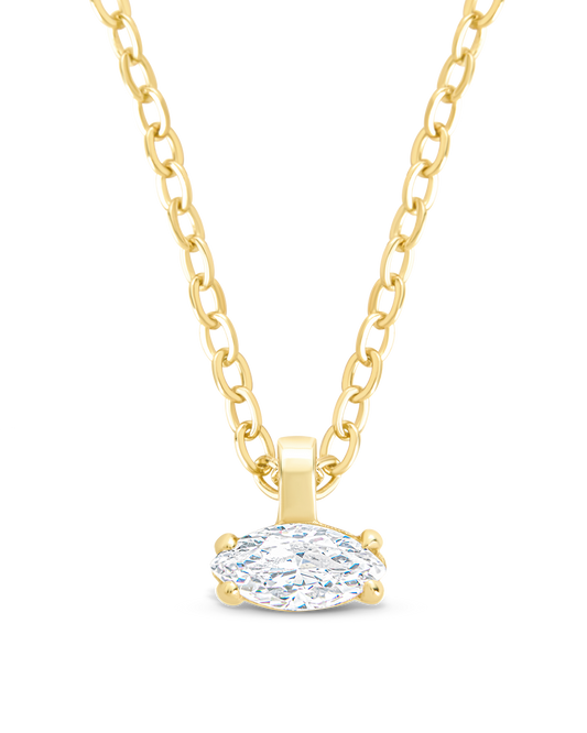 Sterling Silver Marquise Prong Set Pendant