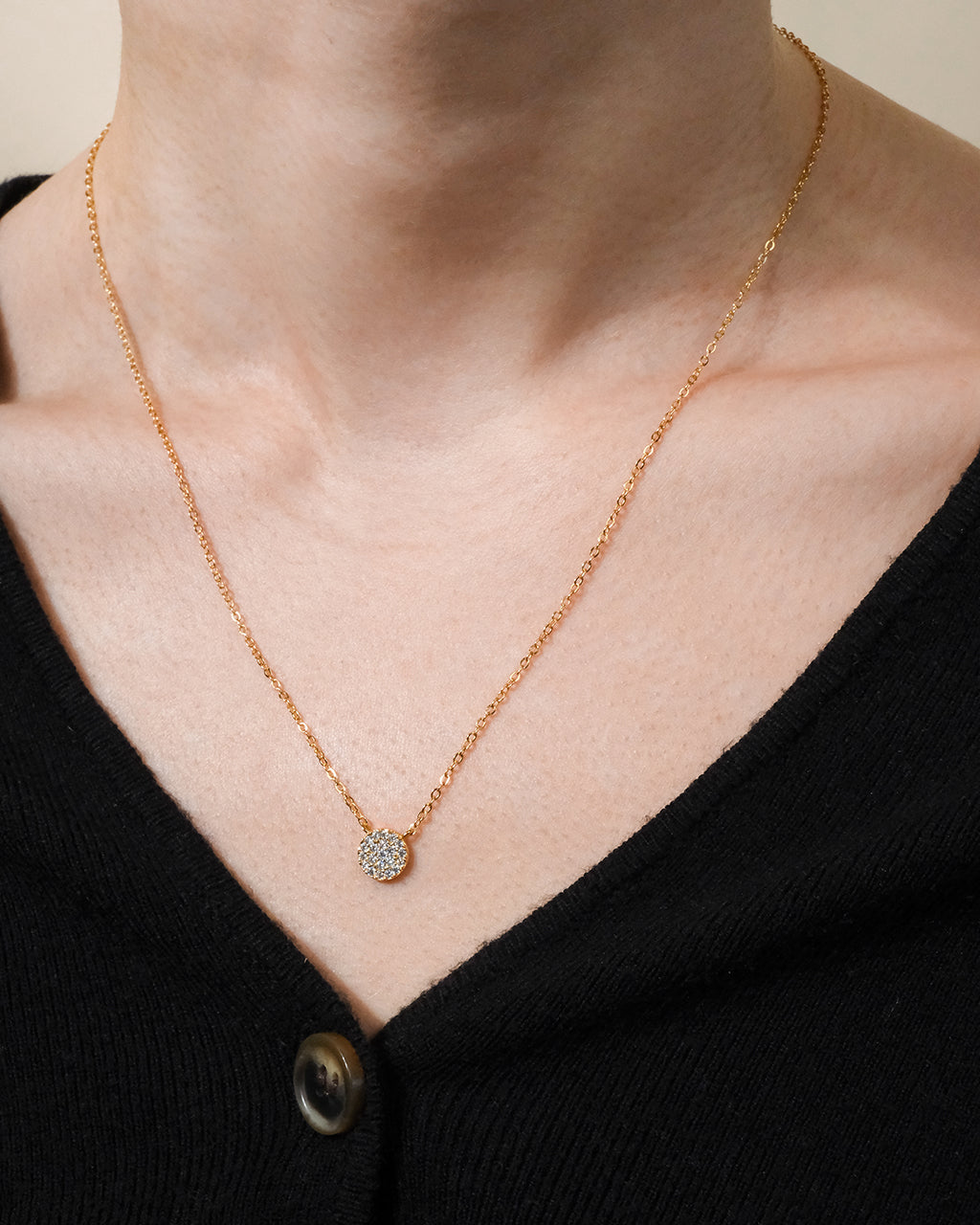 Sterling Silver CZ Disc Pendant