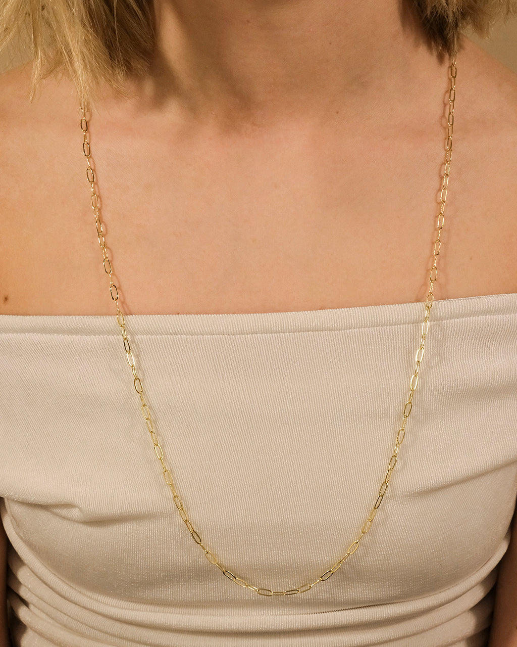 Polished Paperclip Link Chain Necklace