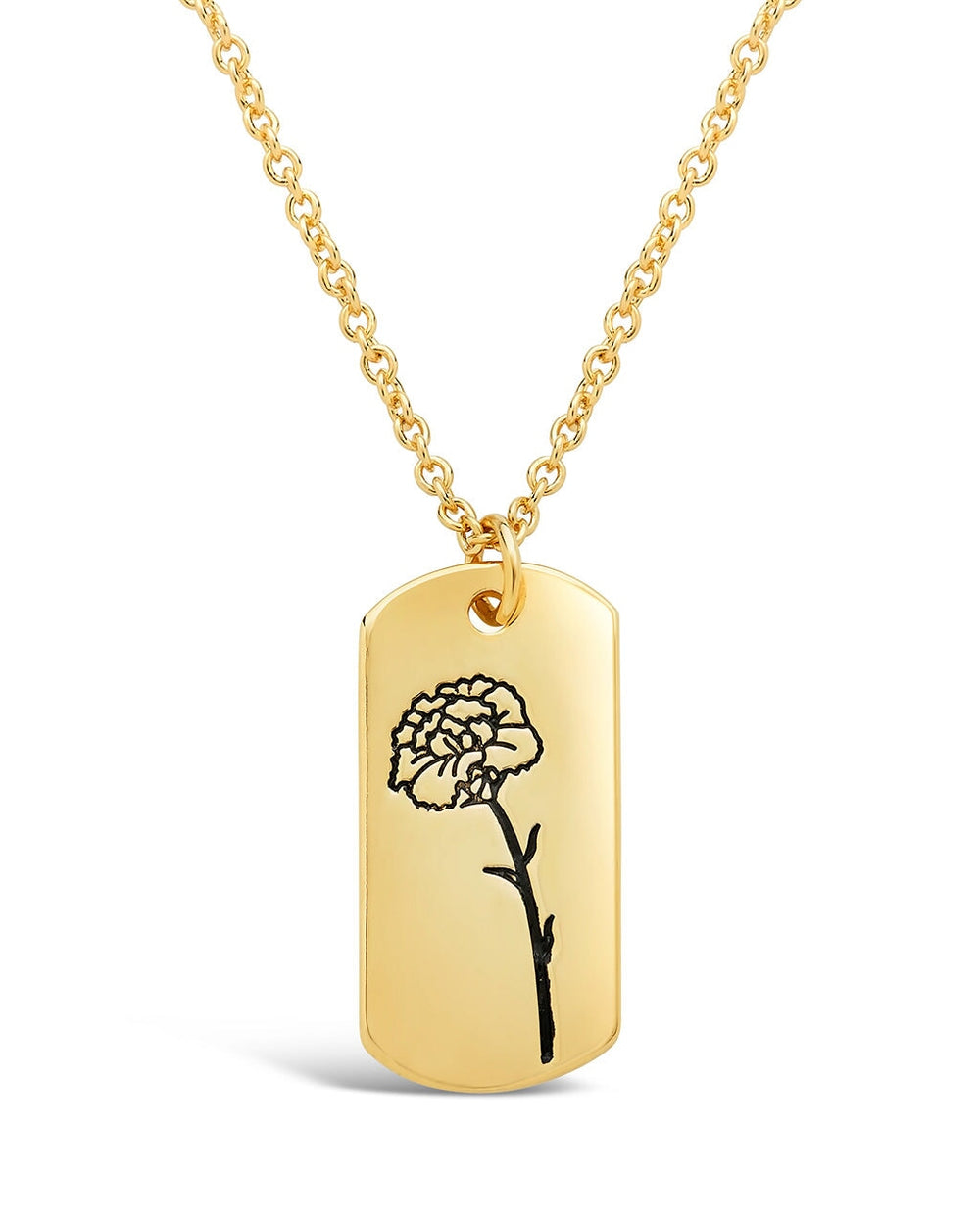Birth Flower Pendant Necklace Sterling Forever Gold January / Carnation