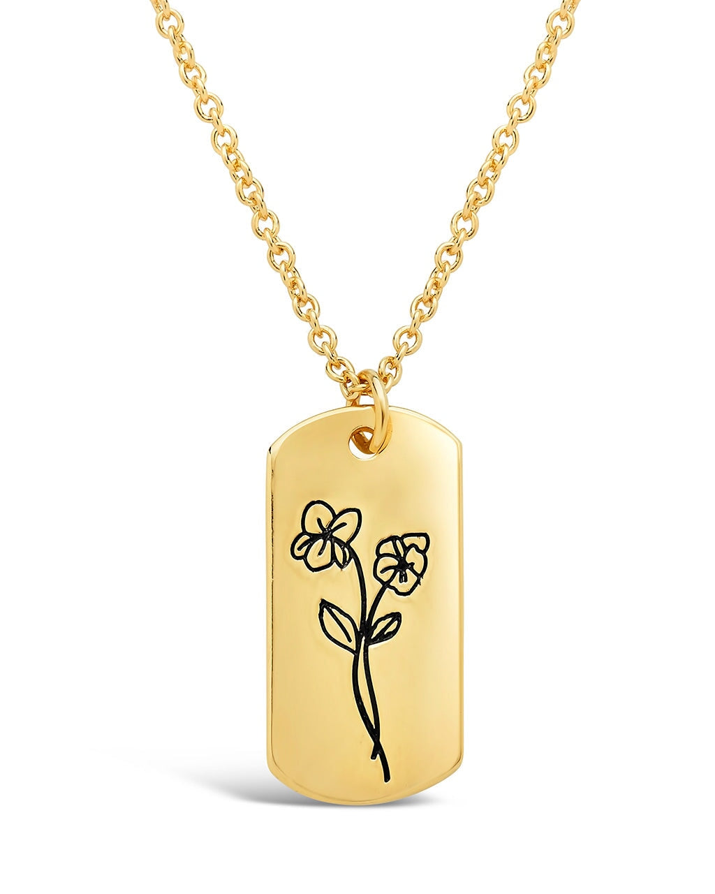 Birth Flower Pendant Necklace Sterling Forever Gold February / Violet