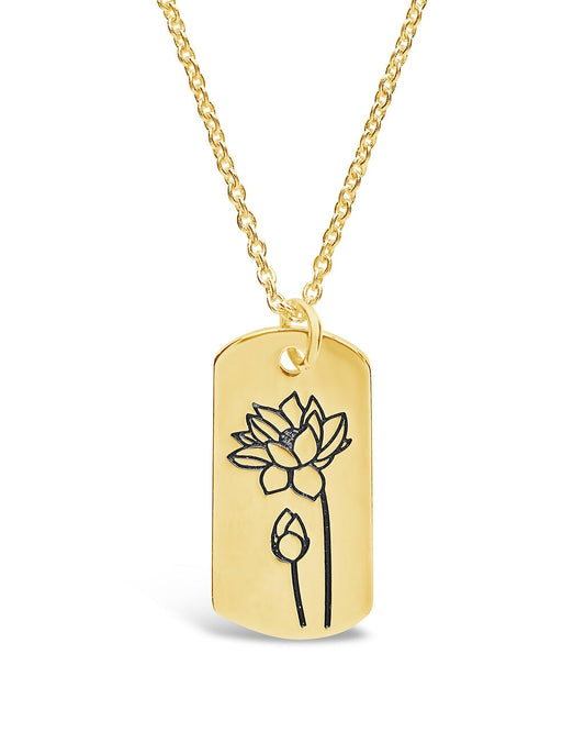Birth Flower Pendant Necklace Sterling Forever Gold July / Water Lily