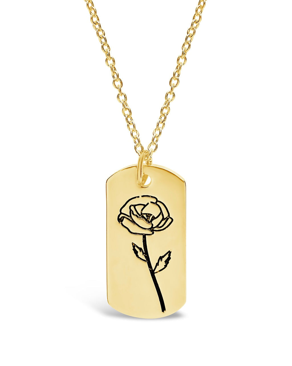 Birth Flower Pendant Necklace Sterling Forever Gold August / Poppy