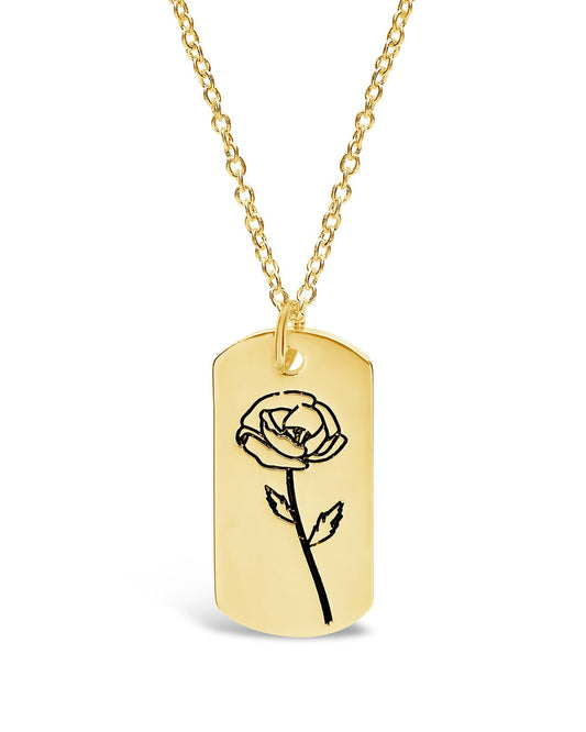 Birth Flower Pendant Necklace Sterling Forever Gold August / Poppy
