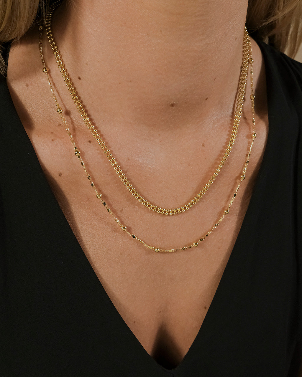 Layered Beaded Chain Necklace