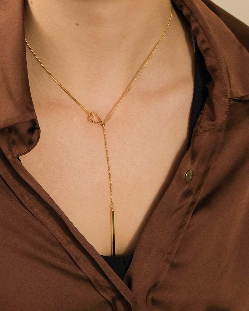 Shania Open Heart Lariat Necklace