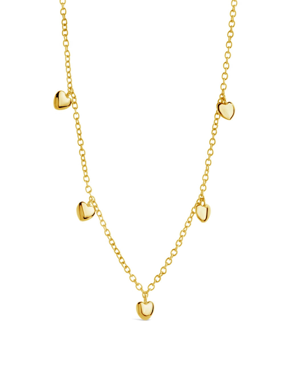 Stationed Heart Charm Necklace Necklace Sterling Forever Gold