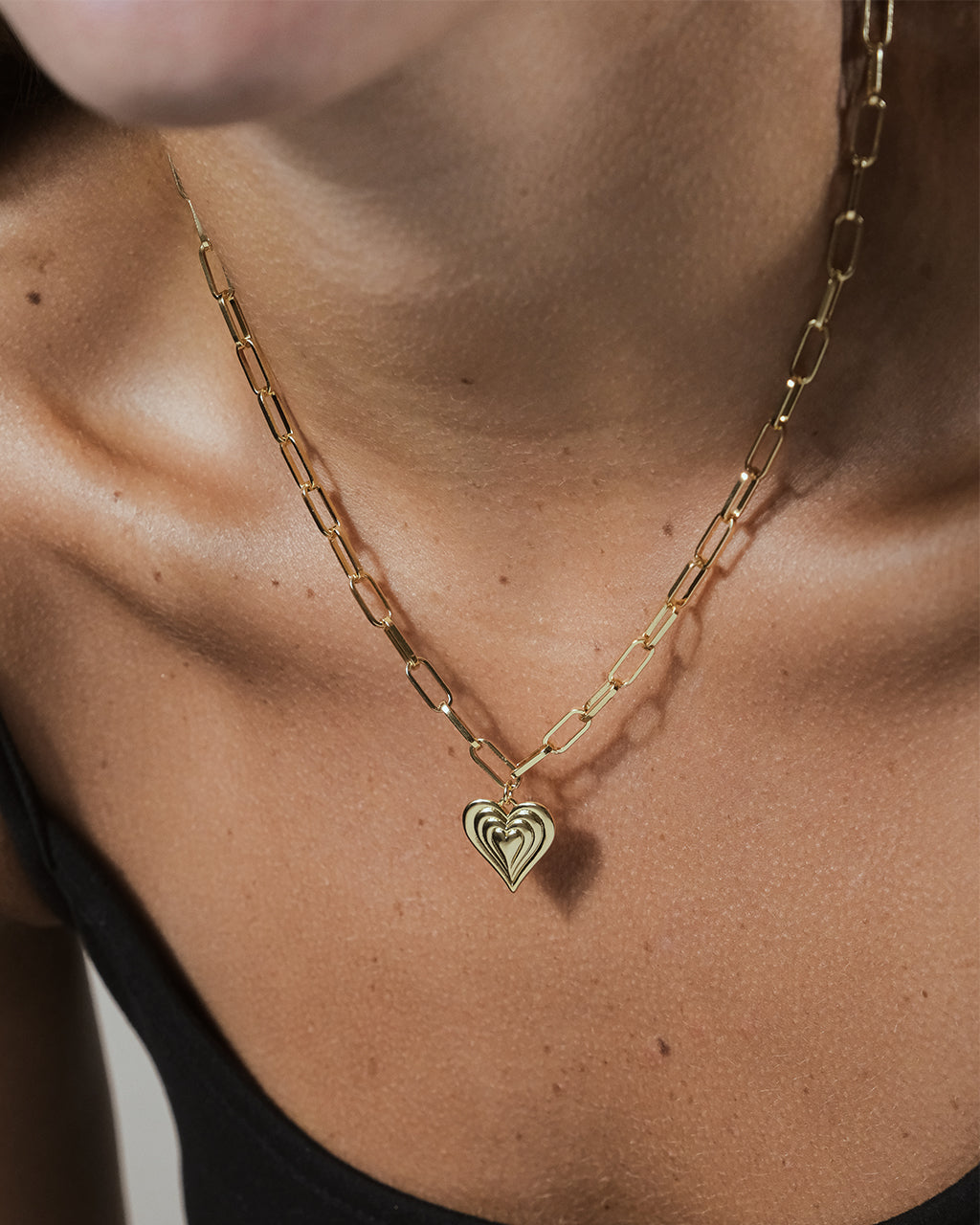 Paperclip Beating Heart Pendant Necklace