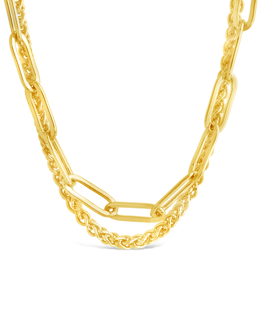 Emery Paperclip & Curb Chain Layered Necklace