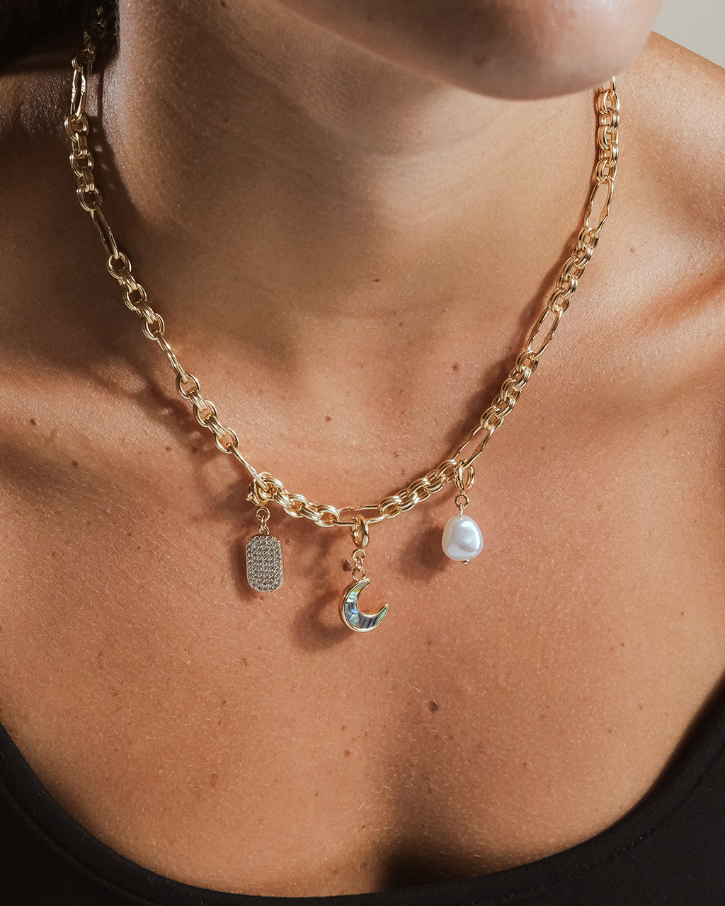 Tegan Textured Long Link Necklace