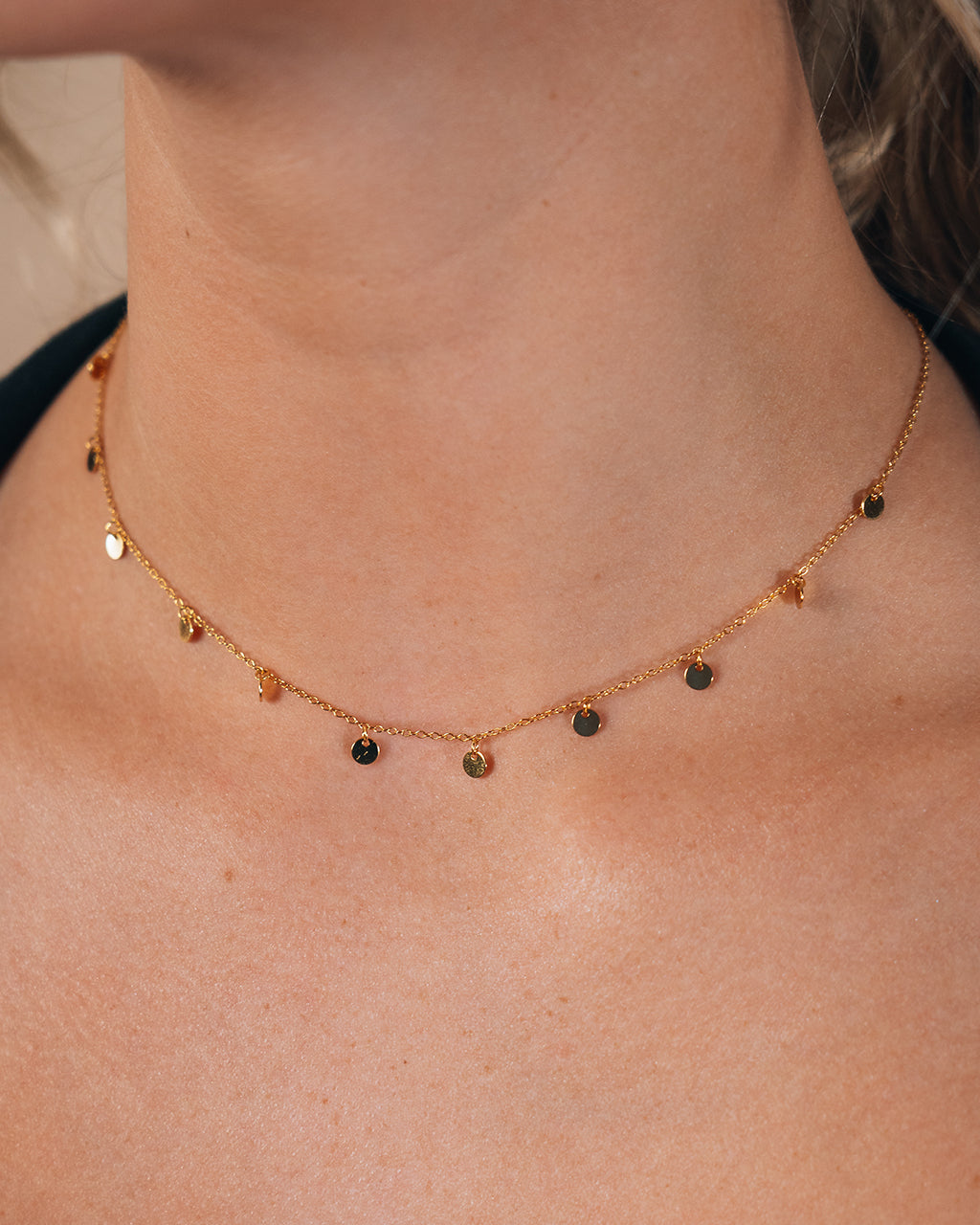 Sterling Silver Multi Charm Disk Necklace