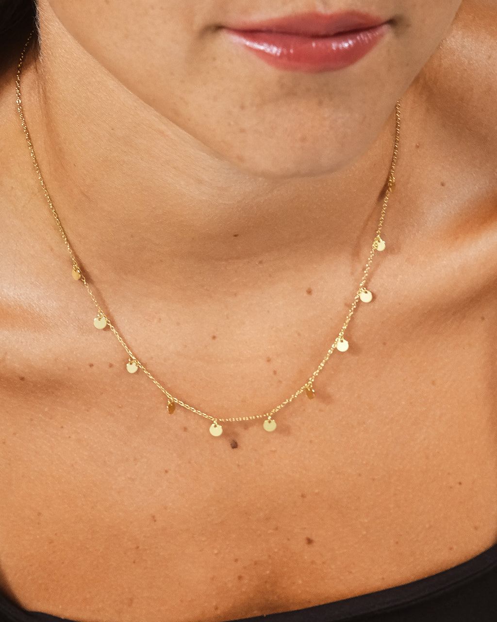 Sterling Silver Multi Charm Disk Necklace