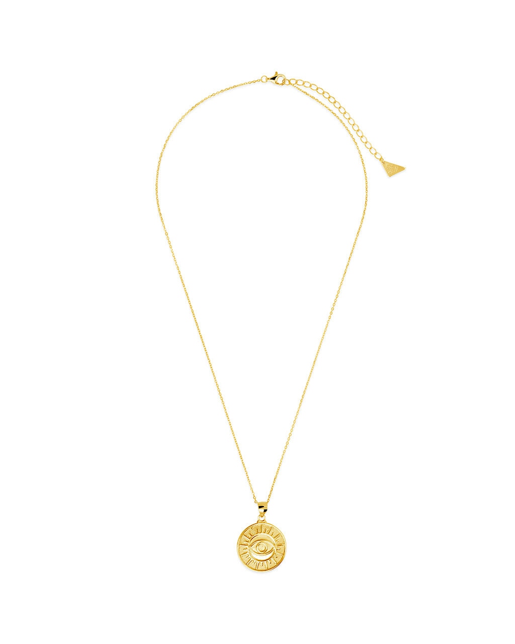 Sterling Silver Polished Evil Eye Coin Pendant Necklace Necklace Sterling Forever