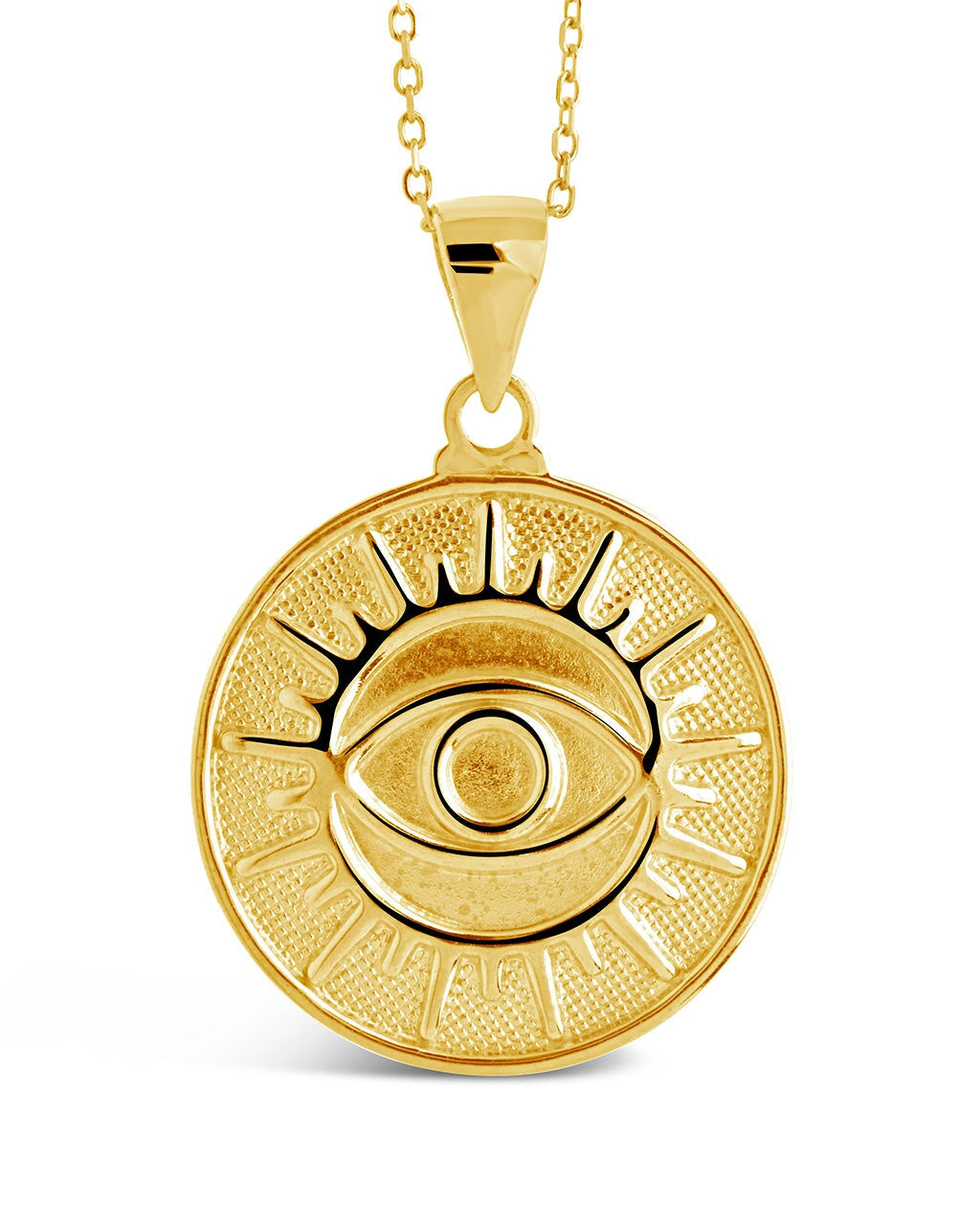 Sterling Silver Polished Evil Eye Coin Pendant Necklace Necklace Sterling Forever