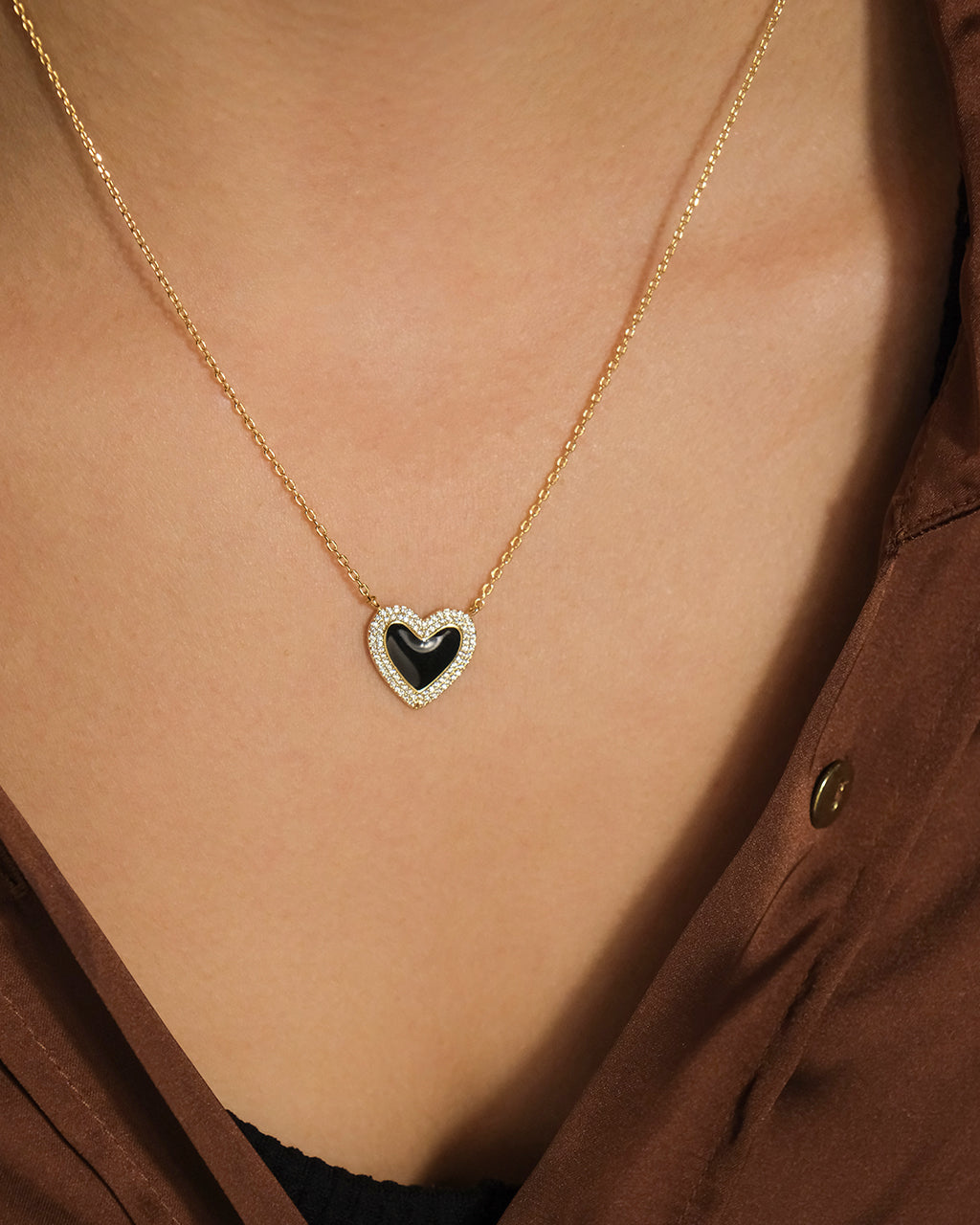 Antonia CZ & Enamel Heart Pendant Necklace