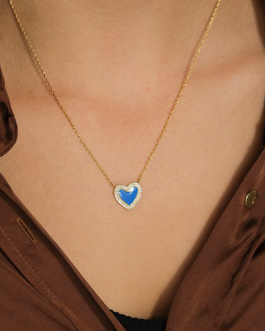 Gwen CZ & Enamel Heart Pendant Necklace