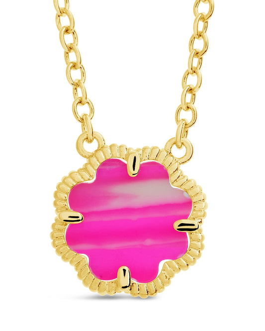 Rose Petal Pendant Necklace Necklace Sterling Forever Gold Pink Turquoise
