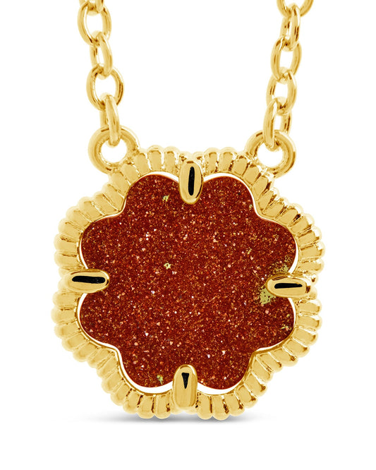 Rose Petal Pendant Necklace Necklace Sterling Forever Gold Brown Aventurine