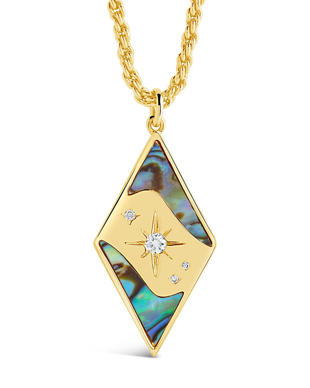 Galaxy CZ & Abalone Pendant Necklace Necklace Sterling Forever Gold