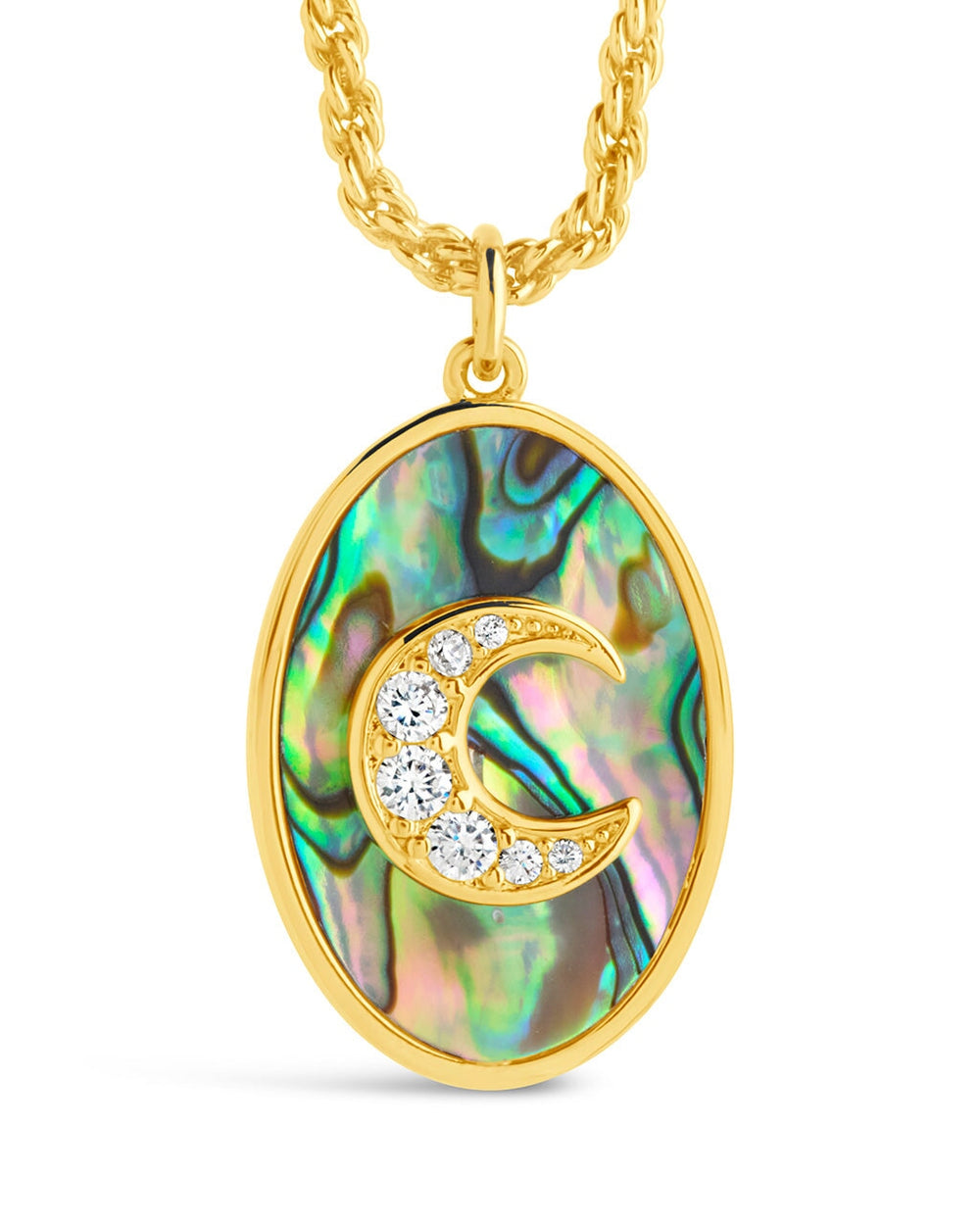 Carrie CZ & Abalone Night Sky Pendant Necklace Necklace Sterling Forever Gold