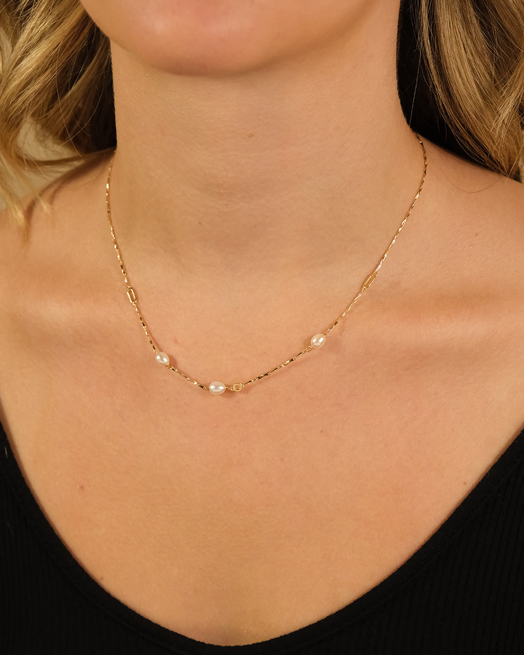 Dainty Pearl Chain Necklace