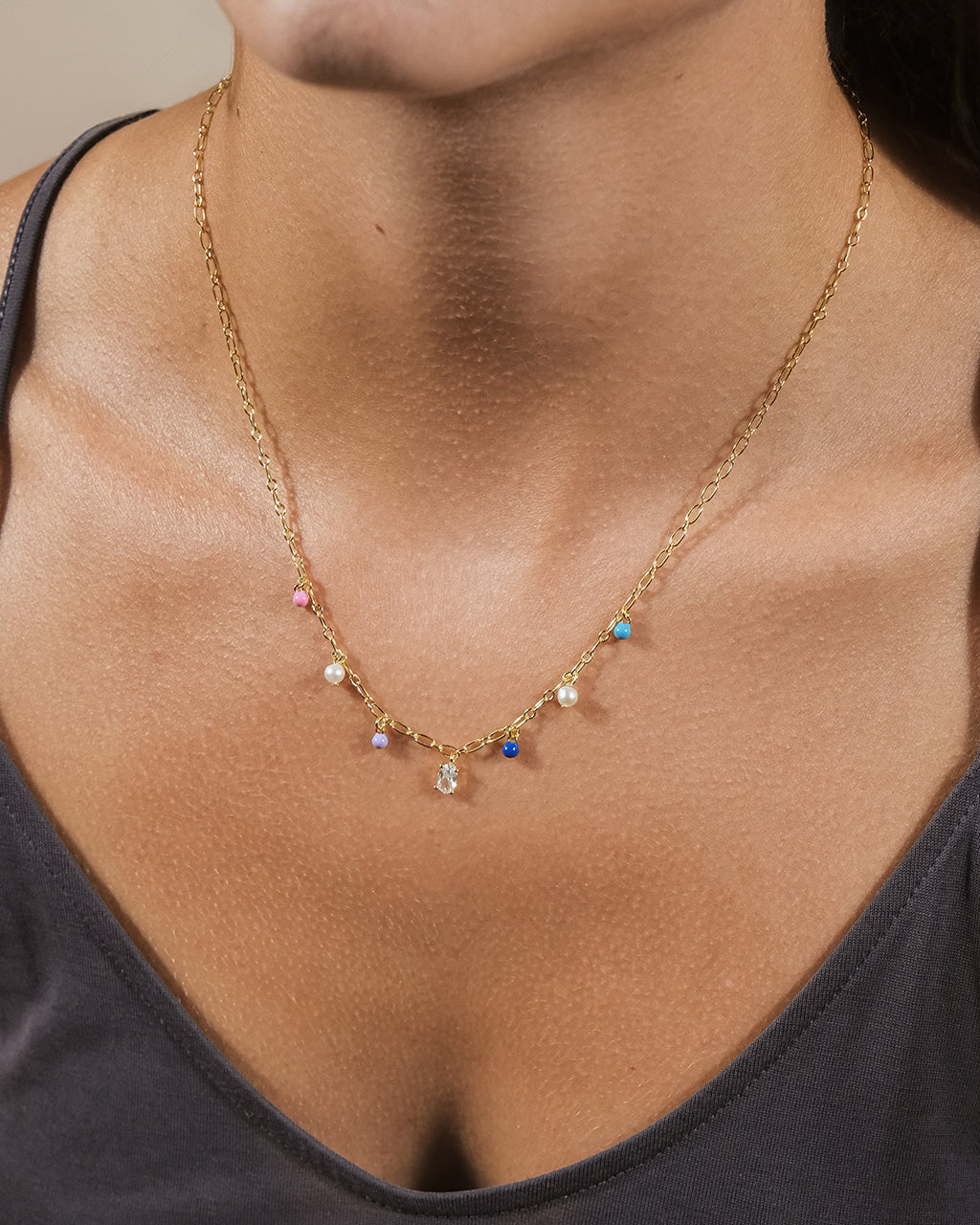Ula CZ & Enamel Charm Necklace