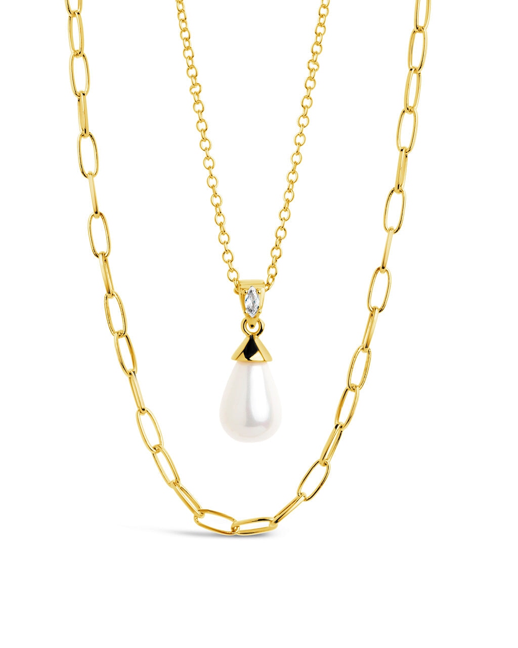 Baroque Pearl & Chain Layered Necklace Necklace Sterling Forever