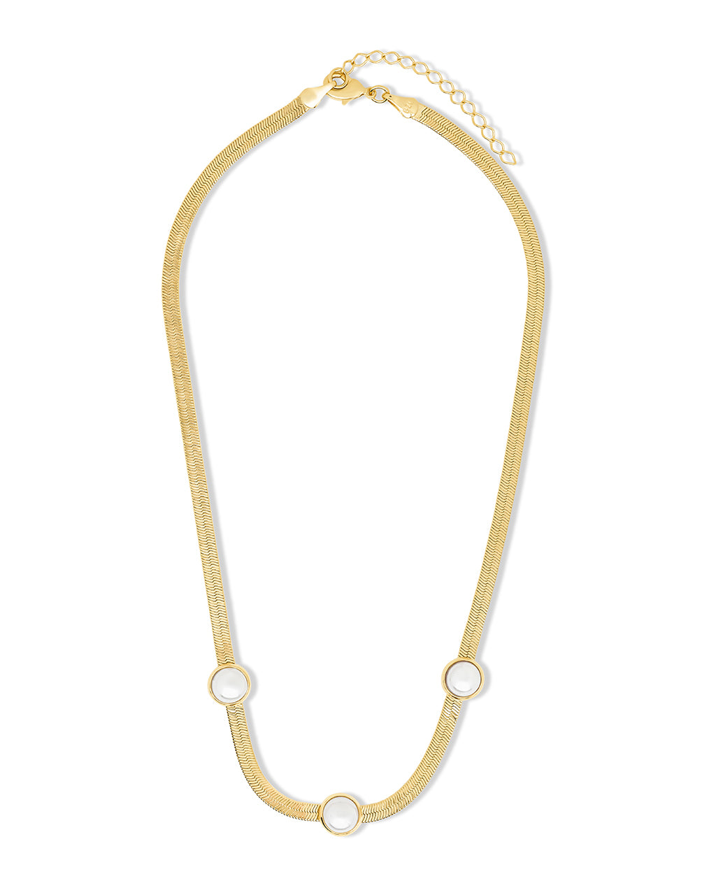 Pamela Stationed Pearl Herringbone Necklace