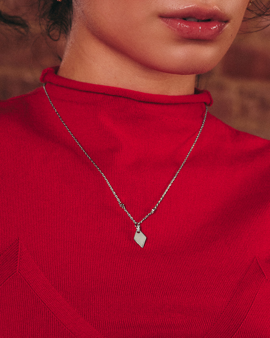 Louise Stationed CZ & Pointed Pendant Necklace