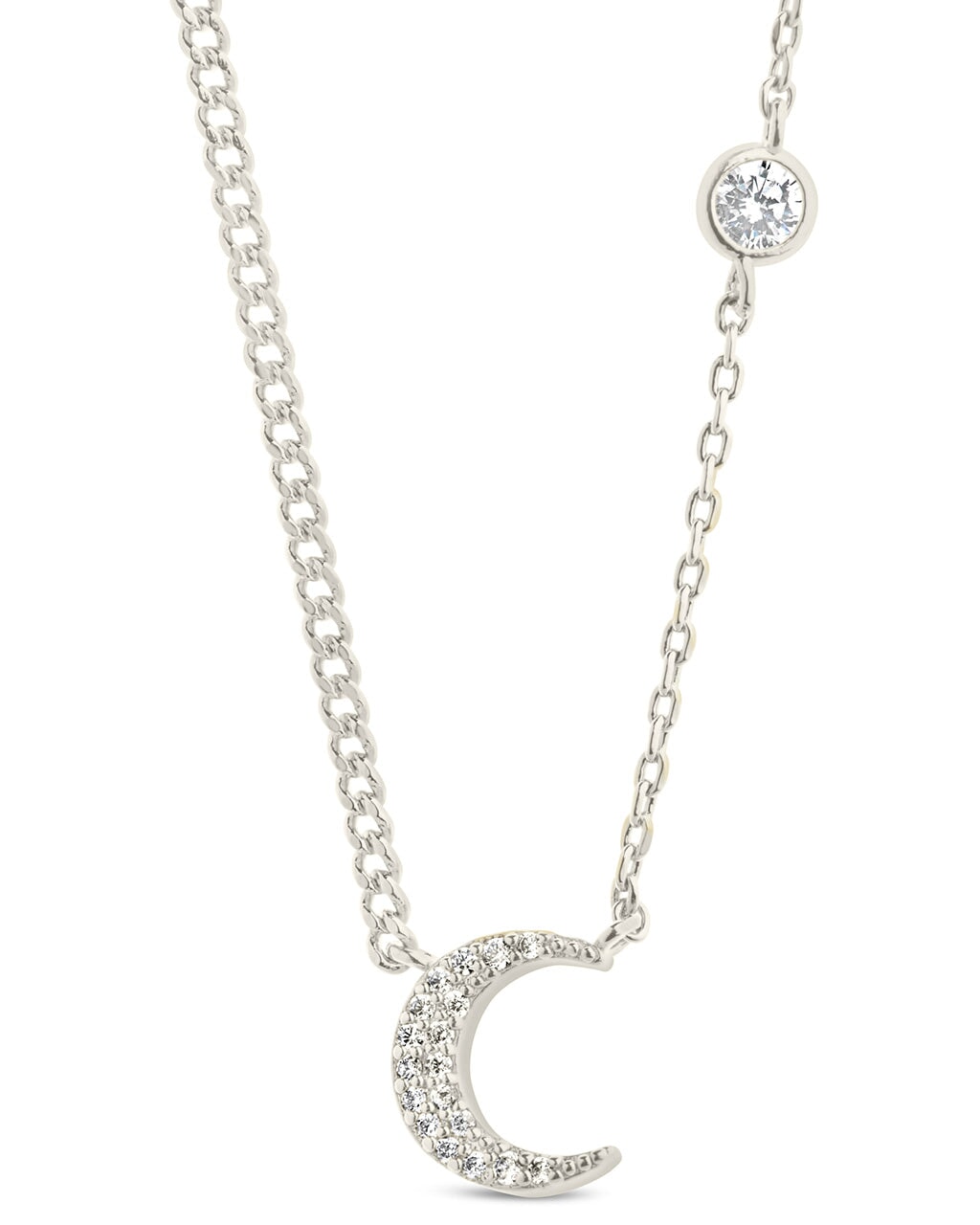 Crystal Crescent Moon Necklace Necklace Sterling Forever Silver