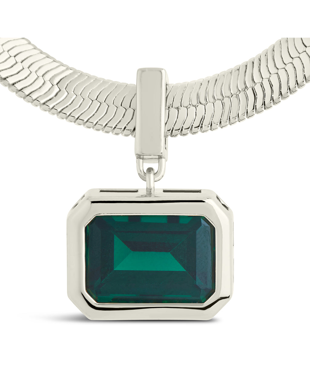 Calder CZ & Herringbone Pendant Necklace