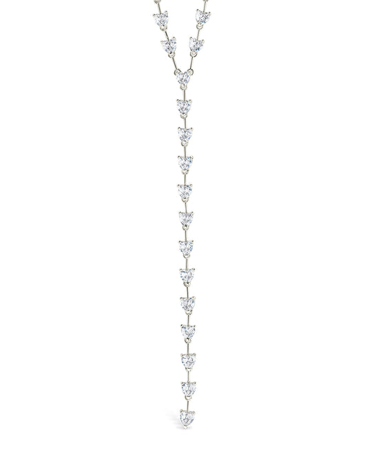 Tasha CZ Stationed Heart Lariat Necklace