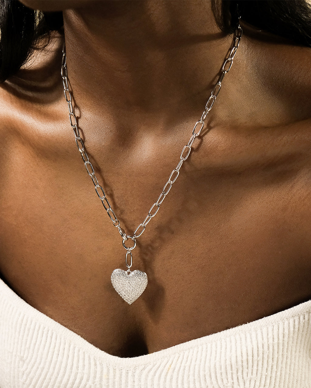 Disco Heart CZ Statement Necklace