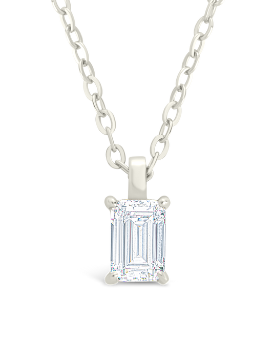 Sterling Silver Emerald Prong Set Pendant