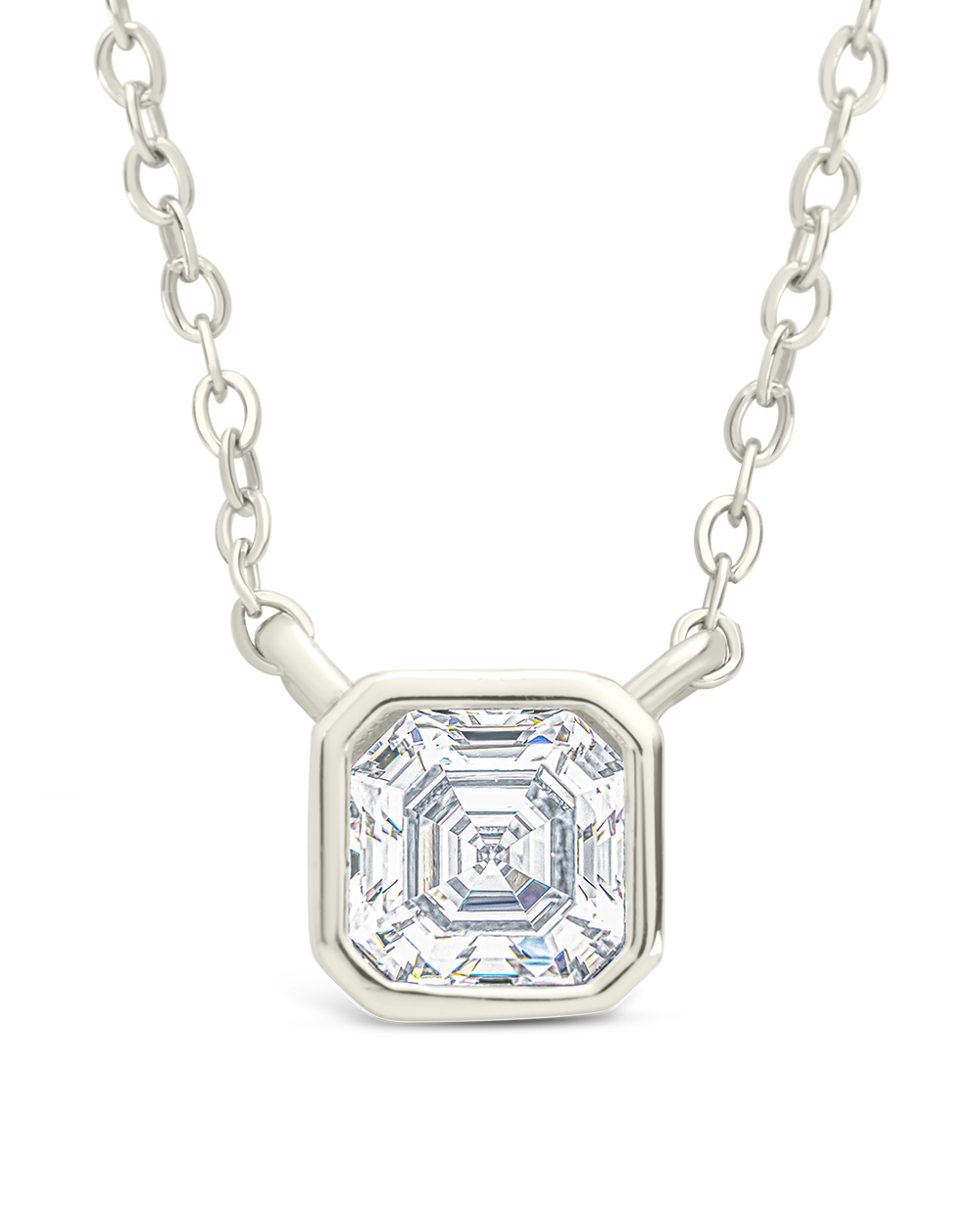 Sterling Silver Asscher Bezel Set Pendant
