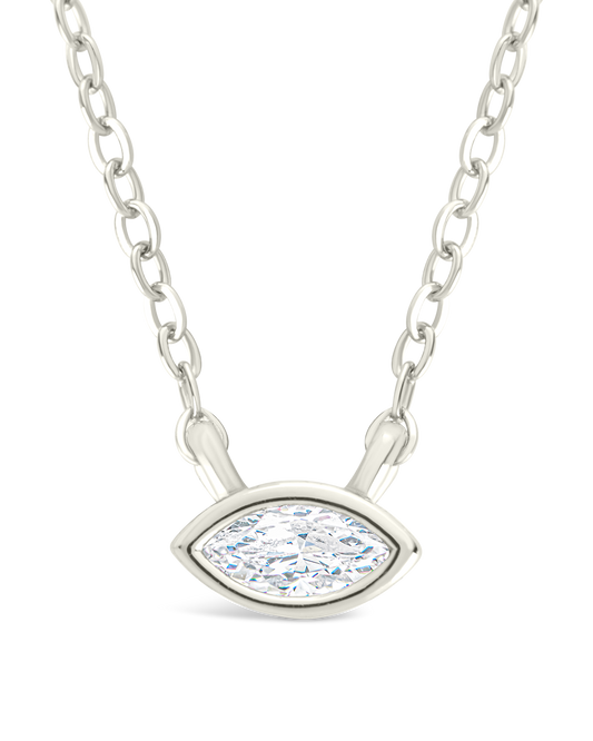 Sterling Silver Marquise Bezel Set Pendant