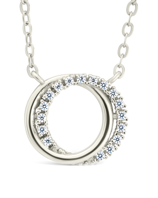 Sterling Silver CZ Interlocking Circle Pendant