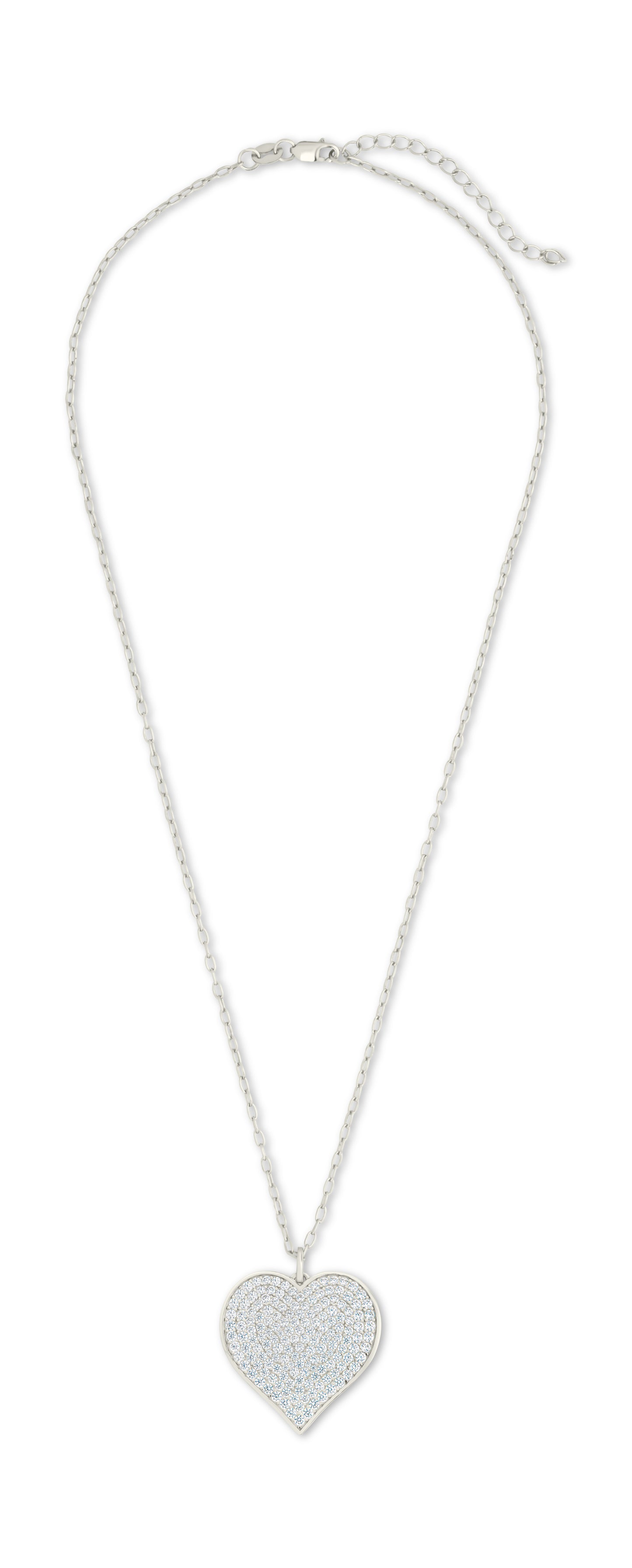 Sterling Silver CZ Statement Heart Pendant
