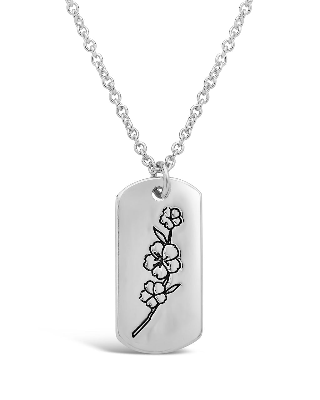 Birth Flower Pendant Necklace Sterling Forever Silver March / Cherry Blossom