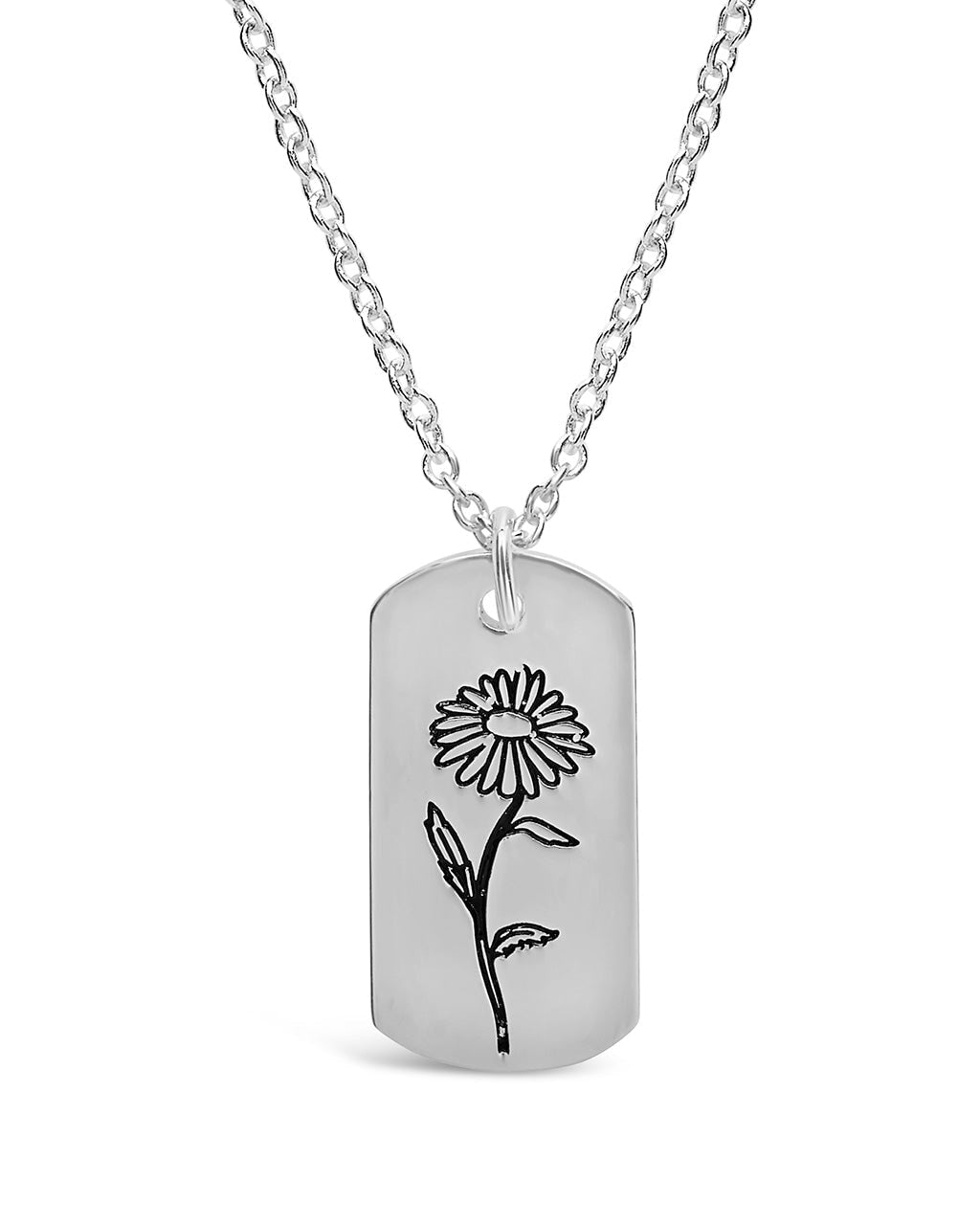 Birth Flower Pendant Necklace Sterling Forever Silver April / Daisy